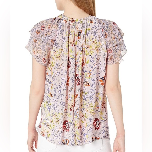 Velvet by Graham & Spencer Angel Floral Print Blouse Size Medium Office Casual 4 - Picture 3 of 8